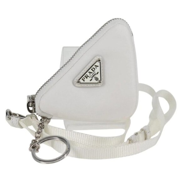 PRADA Shoulder Bag Nylon White Silver Auth - Picture 1 of 16